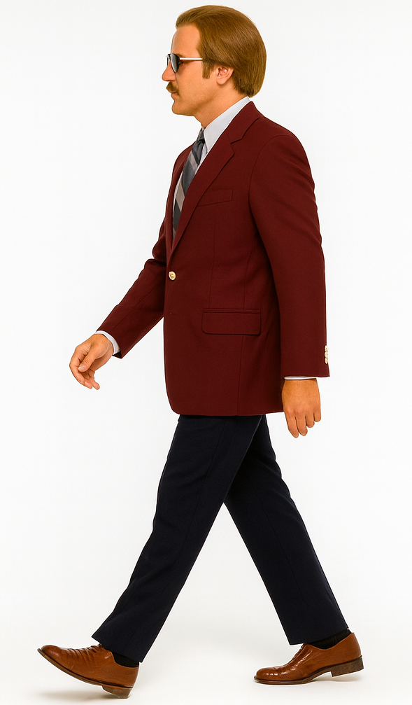 Men's Ron Burgundy Blazer - Classic Burgundy Suit Jacket for Formal