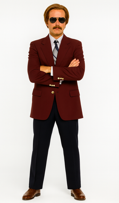 Mens Ron Burgundy Blazer  Classic Burgundy Suit Jacket for Formal