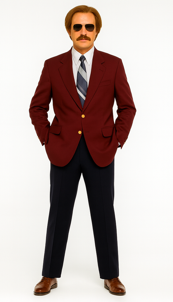 Men's Ron Burgundy Blazer - Classic Burgundy Suit Jacket for Formal