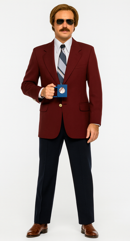 Men’s Ron Burgundy Blazer – Classic Burgundy Suit Jacket for Formal