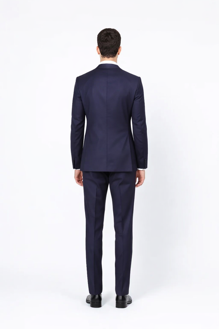 Men's Rossiman Rossi Man Brand Tapered Plum Leg Lower Rise Pants & Get Skinny 1 Button Slim Fit Peak Lapel Suit 100% Wool