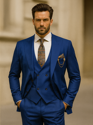 Premium Blue 3-Piece Suit for Men  Fashionable Business Outfit