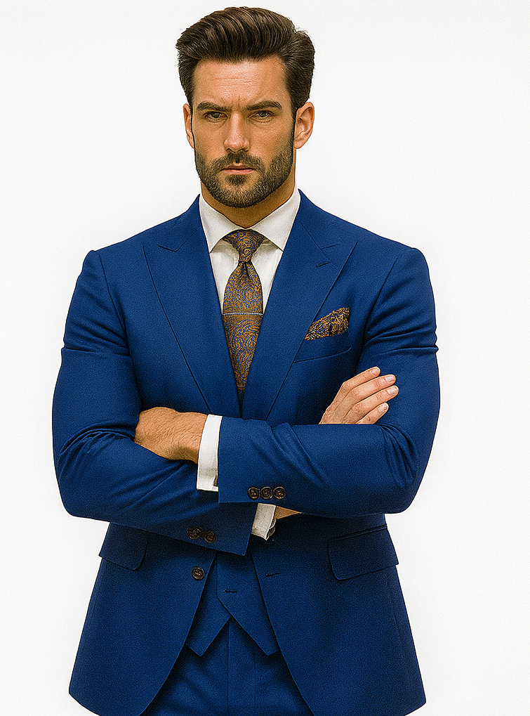 Premium Blue 3-Piece Suit for Men  Fashionable Business Outfit