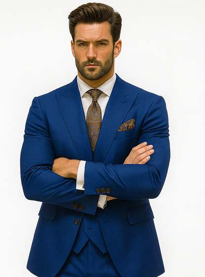 Premium Blue 3-Piece Suit for Men  Fashionable Business Outfit