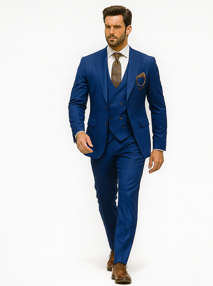 Premium Blue 3-Piece Suit for Men  Fashionable Business Outfit