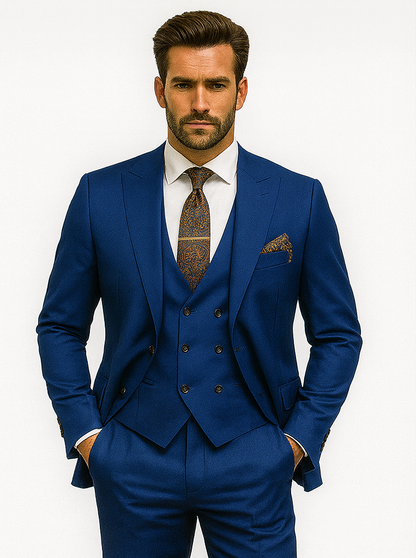 Men's Royal Blue 3-Piece Suit, All Sizes, Business Outfit for Men Men's Royal Blue 3-Piece Suit, All Sizes, Business Outfit for Men
