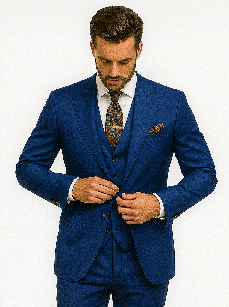Premium Blue 3-Piece Suit for Men  Fashionable Business Outfit