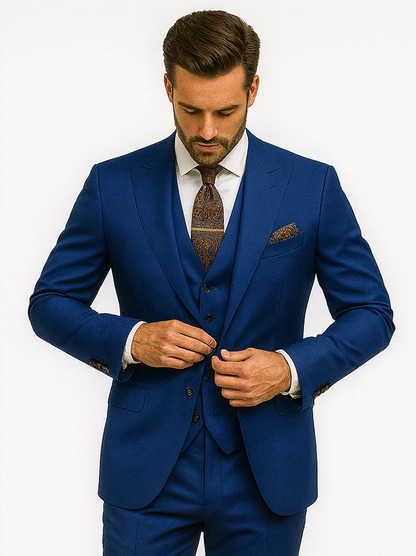Premium Blue 3-Piece Suit for Men  Fashionable Business Outfit