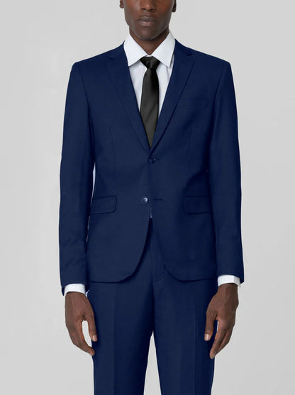 Mens Two Button Royal Blue Birdseye Suit