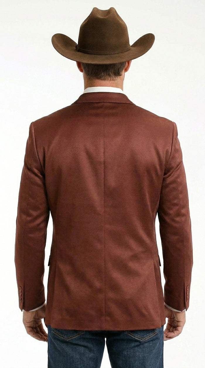 Mens Rust Light Brown Shiny Western Blazer – Cowboy Style Formal Sport Coat Jacket in Copper Color Slim Fitted