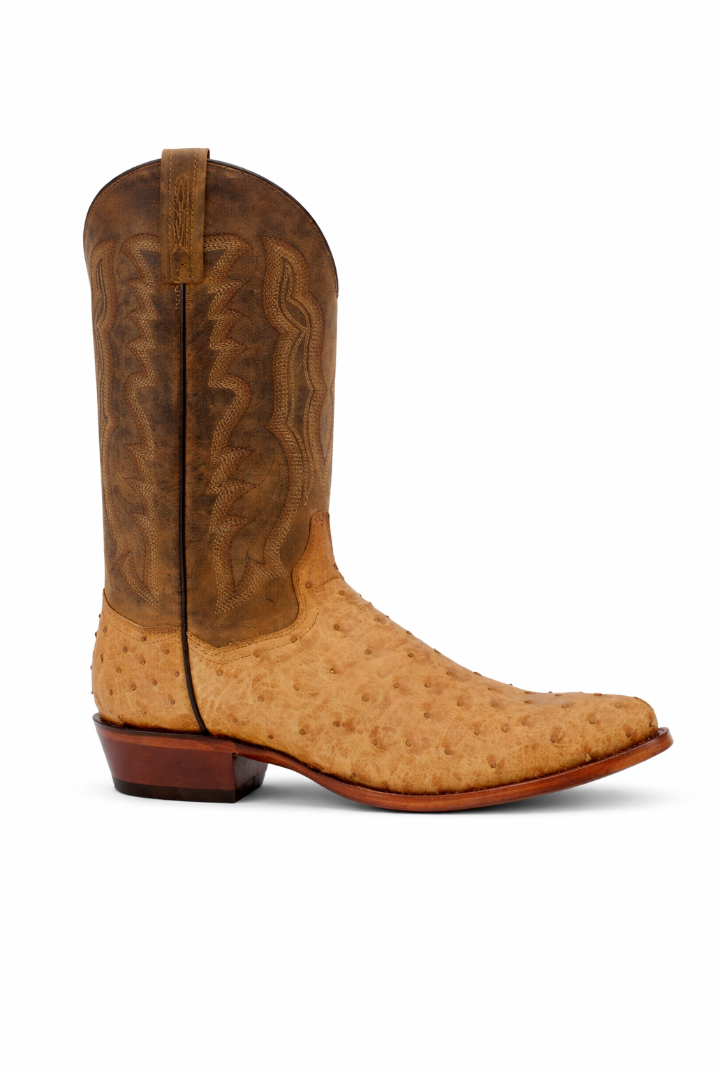 Dan Post Men's Gehrig Full Quill Ostrich Round Toe Boots - Saddle