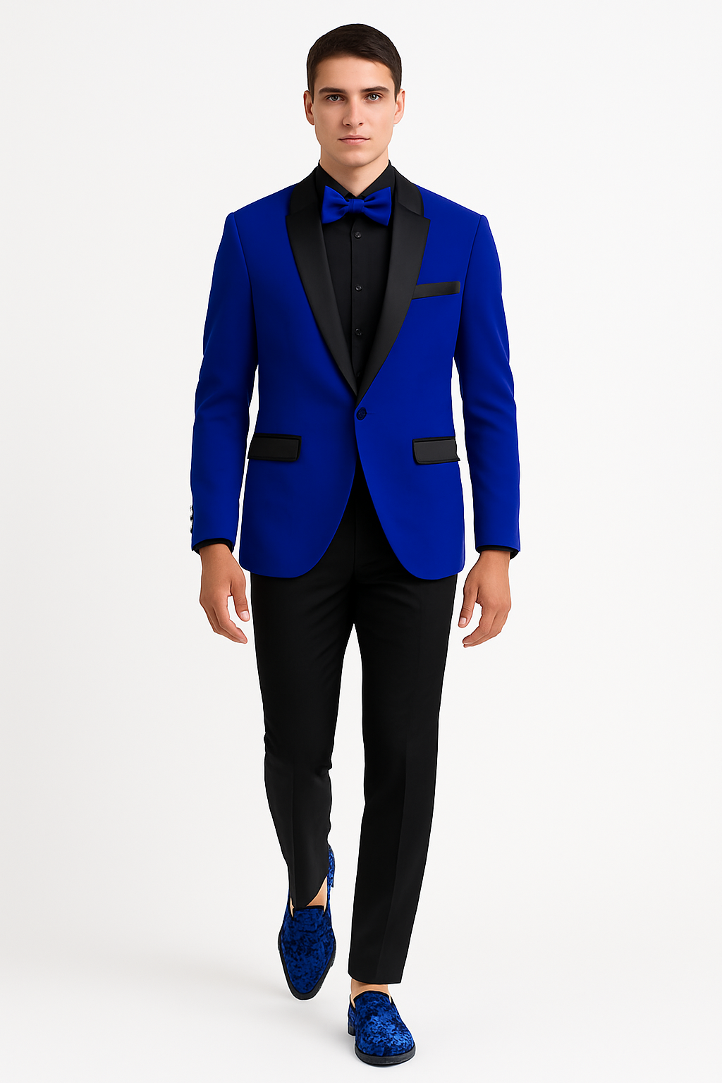 Mens Velvet Shawl Tuxedo Dinner Jacket in Royal Blue