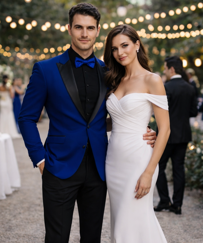 Mens Velvet Shawl Tuxedo Dinner Jacket in Royal Blue