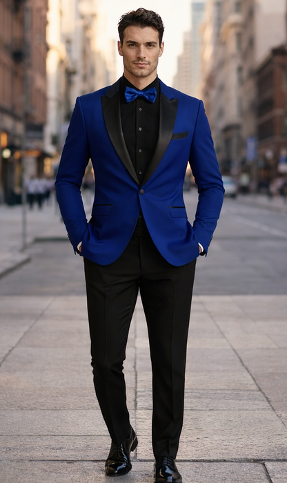 Mens Velvet Shawl Tuxedo Dinner Jacket in Royal Blue