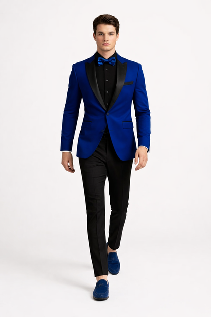 Mens Velvet Shawl Tuxedo Dinner Jacket in Royal Blue