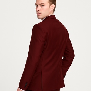 Mens Savvy Slim Vested Suit Burgundy