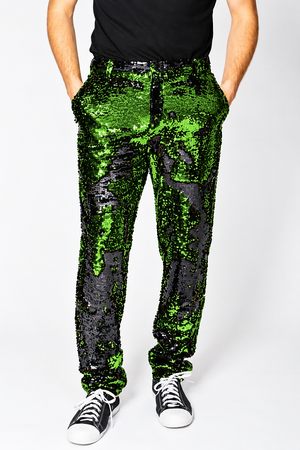 Mens Sequin Pants - Olive Dress Party Pants