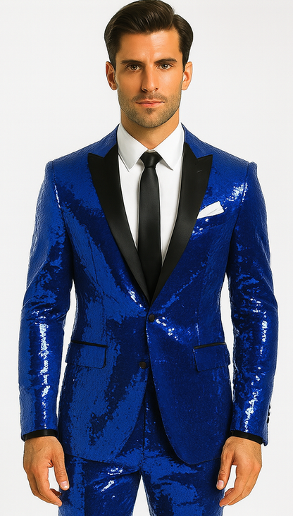 Mens Sequin Suit - Red Tuxedo - Party Suits - Stage Suit