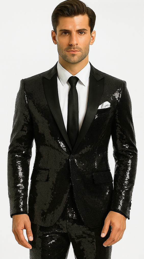 Mens Sequin Suit - Red Tuxedo - Party Suits - Stage Suit