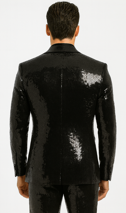 Mens Sequin Suit - Red Tuxedo - Party Suits - Stage Suit