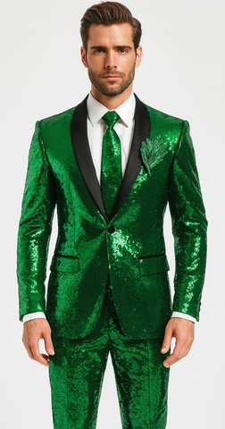 Mens Sequin Suit - Red Tuxedo - Party Suits - Stage Suit