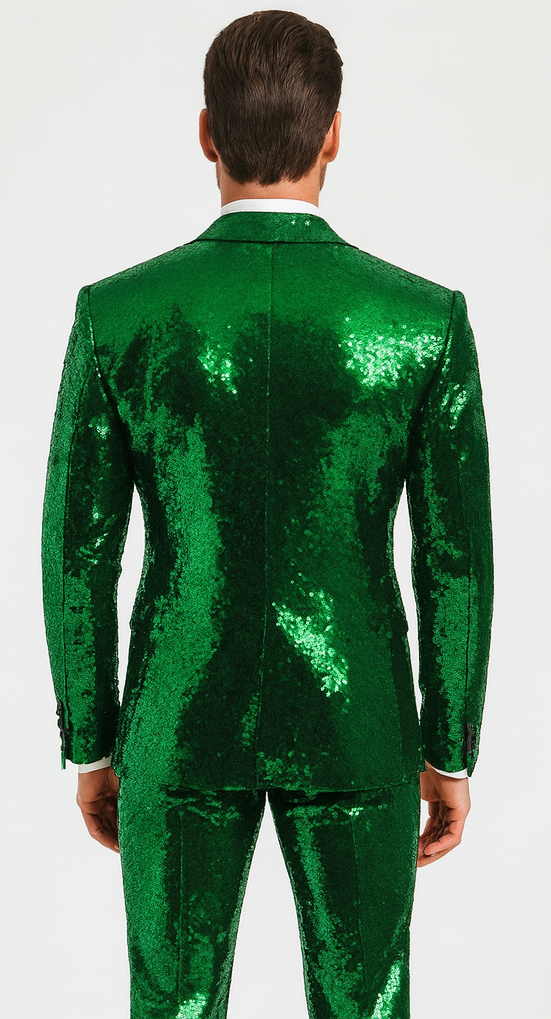 Mens Sequin Suit - Red Tuxedo - Party Suits - Stage Suit