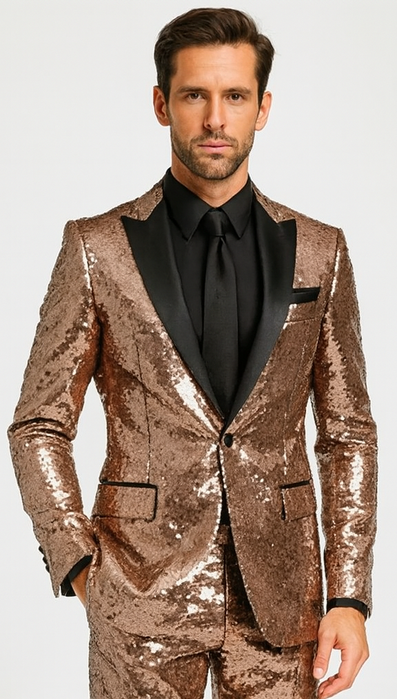 Mens Sequin Suit - Red Tuxedo - Party Suits - Stage Suit