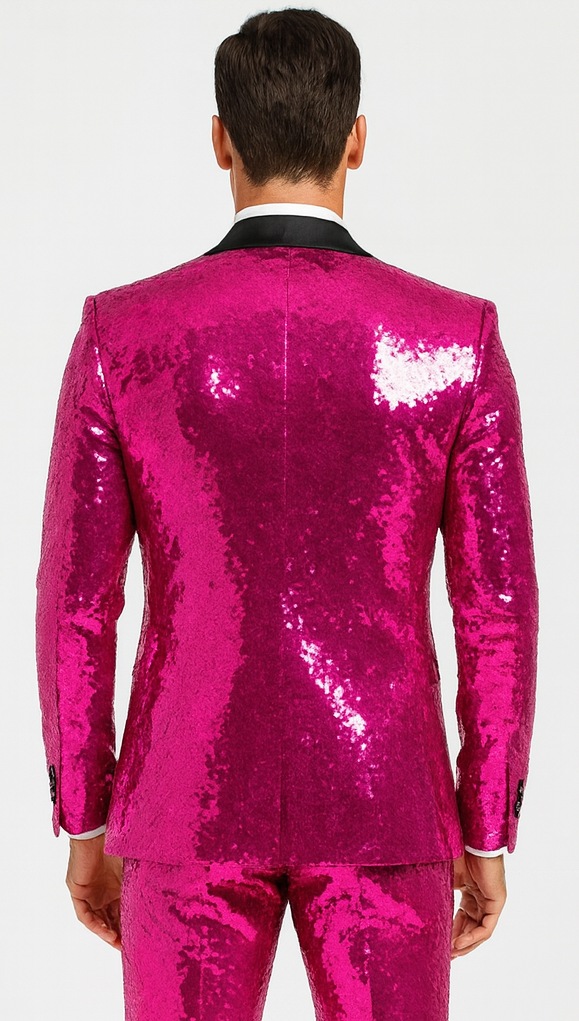 Mens Sequin Suit - Red Tuxedo - Party Suits - Stage Suit