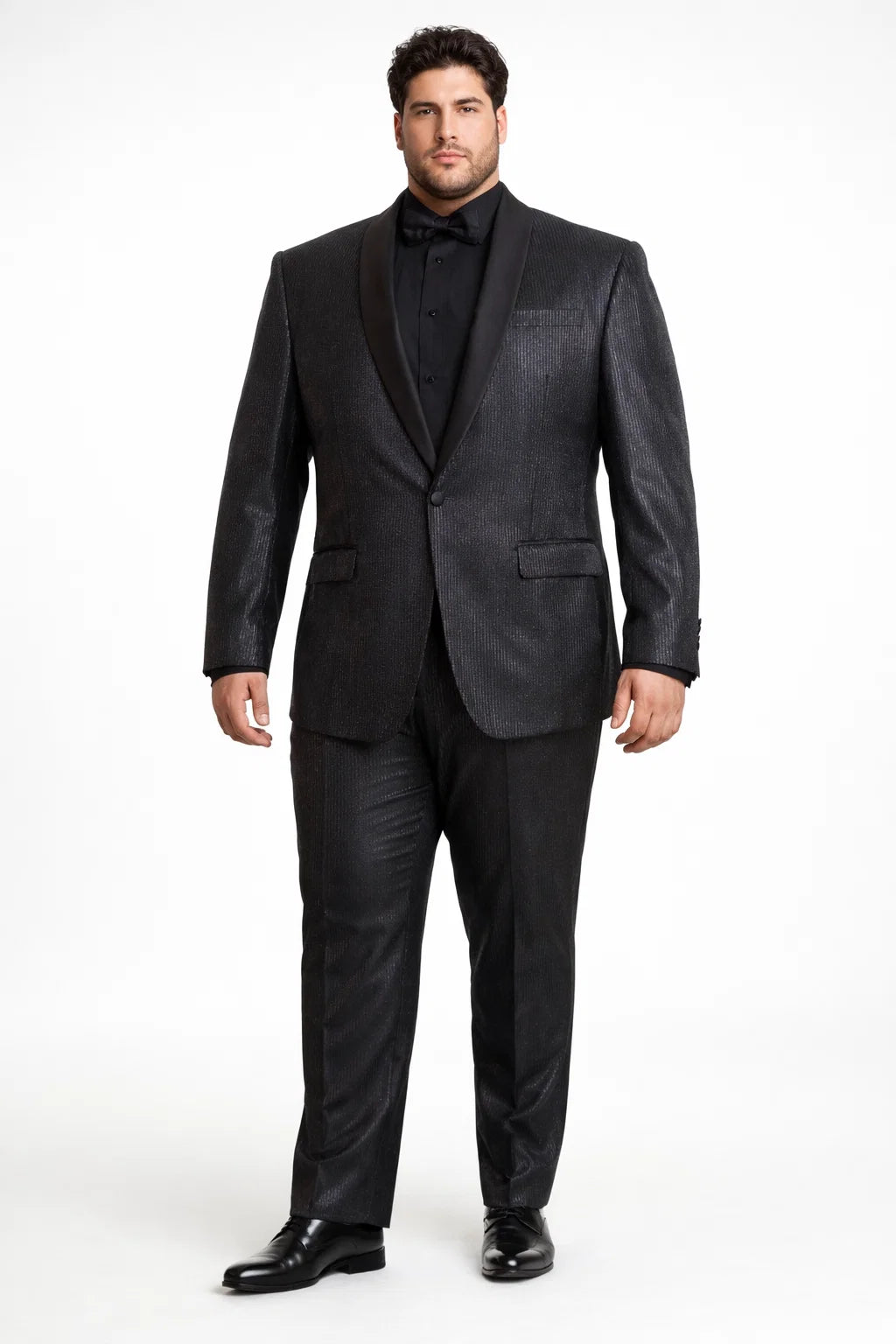 Mens Shiny Black Glitter Tuxedo with Satin Shawl Lapel  Ultra Slim Fit Sparkle Suit for Weddings, Proms & Formal Events