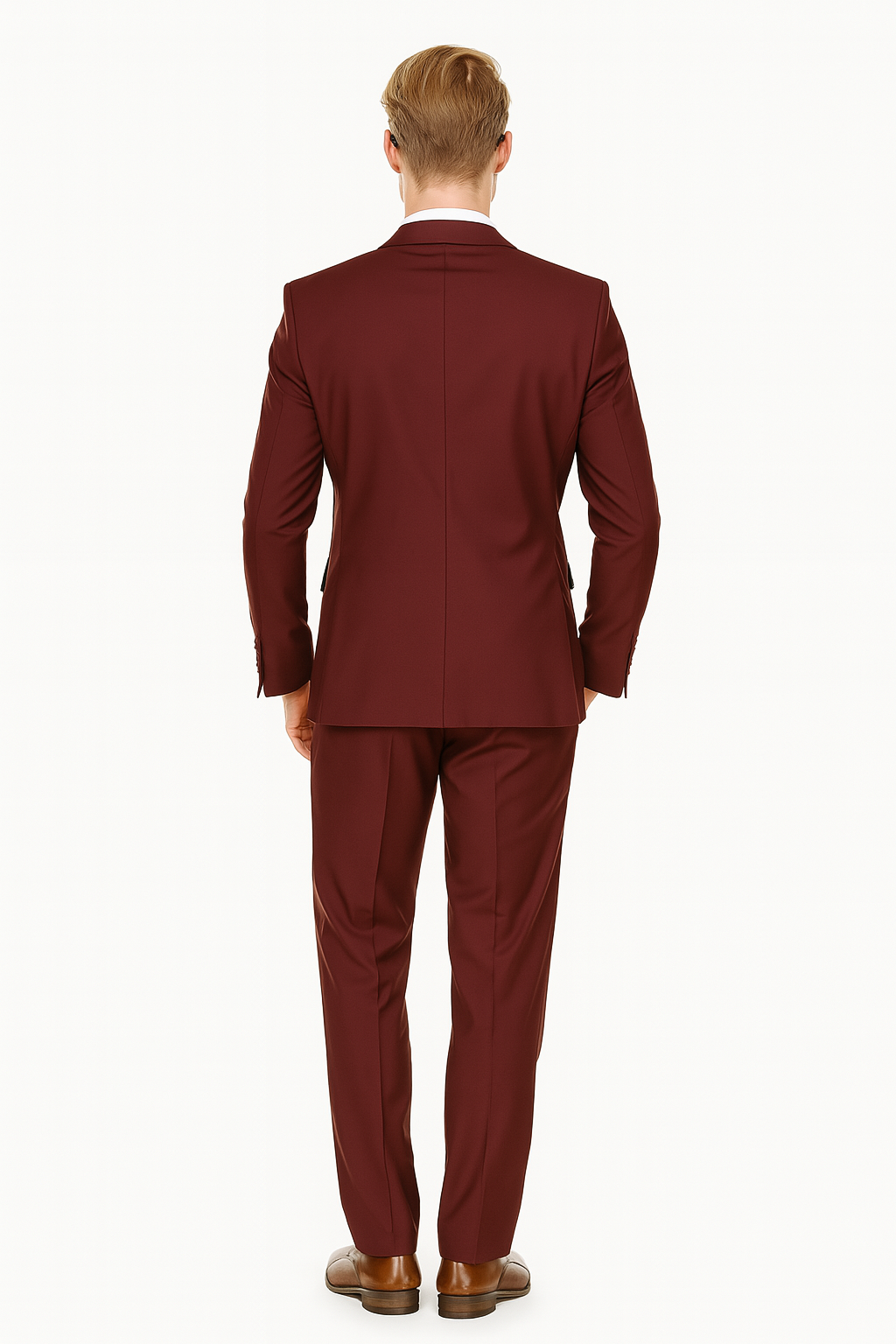 Mens Skinny Slim Suit Burgundy