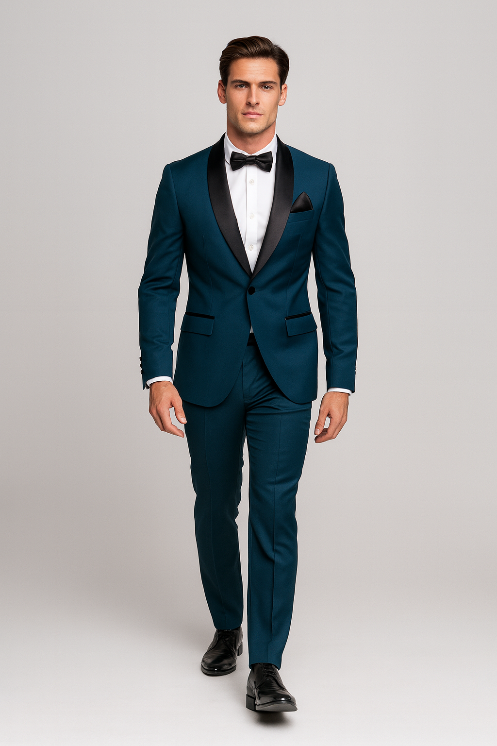 Mens Slim Fit 1 Button Shawl Lapel Tuxedo in Teal