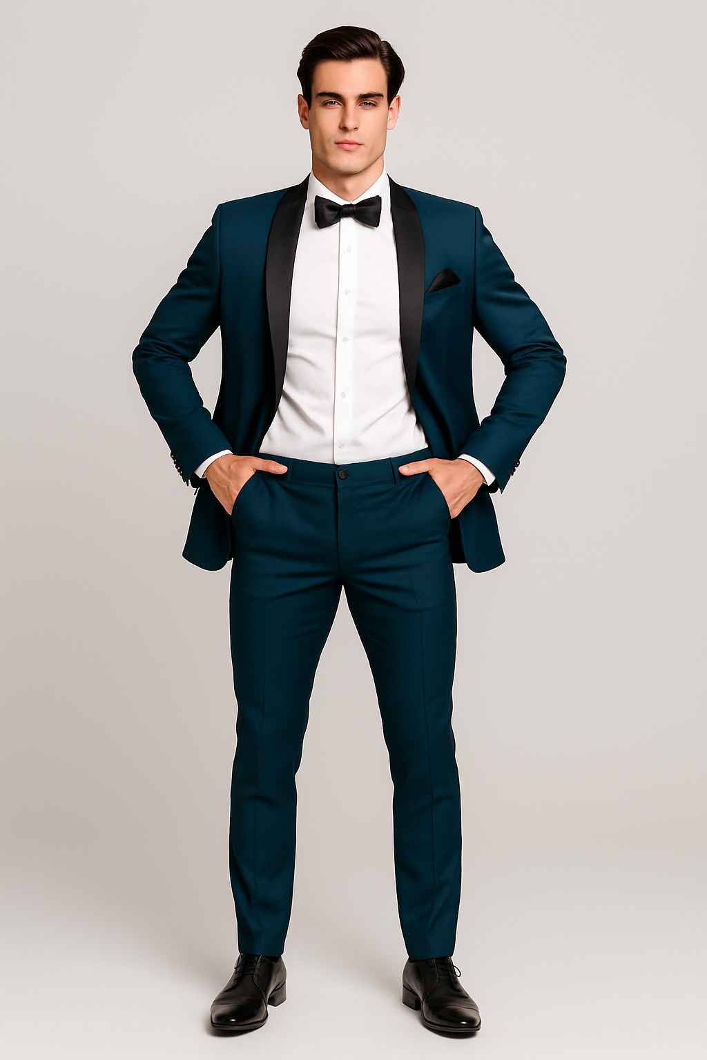 Mens Slim Fit 1 Button Shawl Lapel Tuxedo in Teal