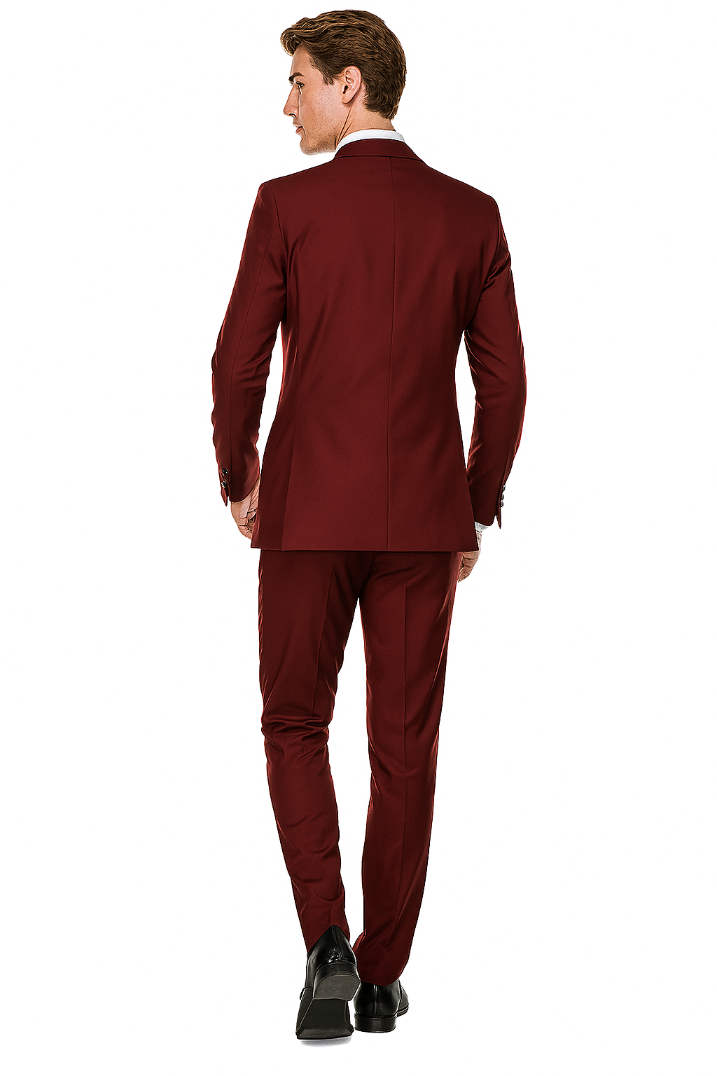 Mens Slim Fit 1 Button Shawl Tuxedo in Burgundy - Mens Slim Fitted Tuxedo