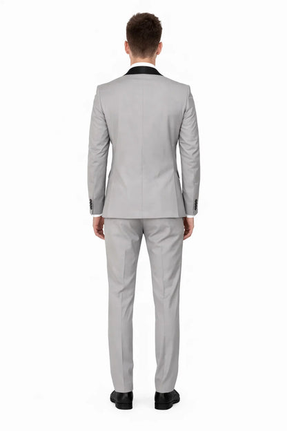 Mens Slim Fit 1 Button Shawl Tuxedo in Light Grey - Mens Slim Fitted Tuxedo