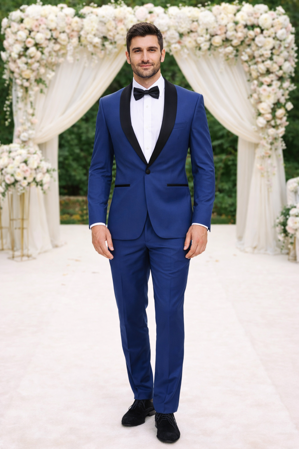 Mens Slim Fit 1 Button Shawl Prom Tuxedo in Royal Blue - Mens Slim Fitted Tuxedo