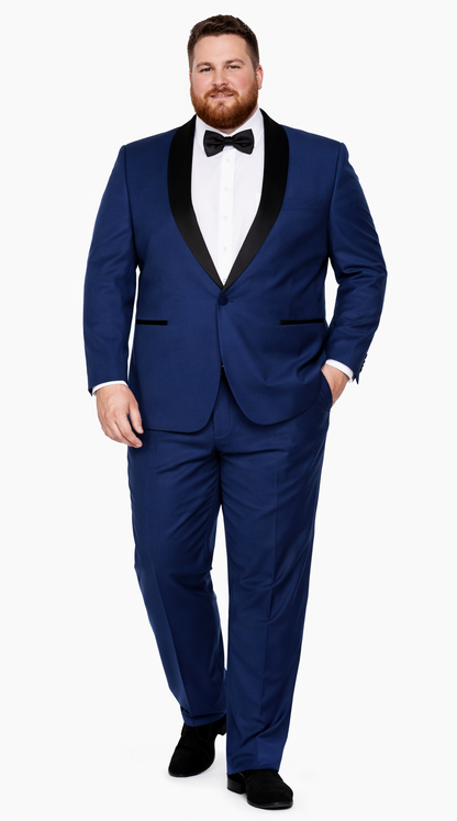 Mens Slim Fit 1 Button Shawl Prom Tuxedo in Royal Blue - Mens Slim Fitted Tuxedo