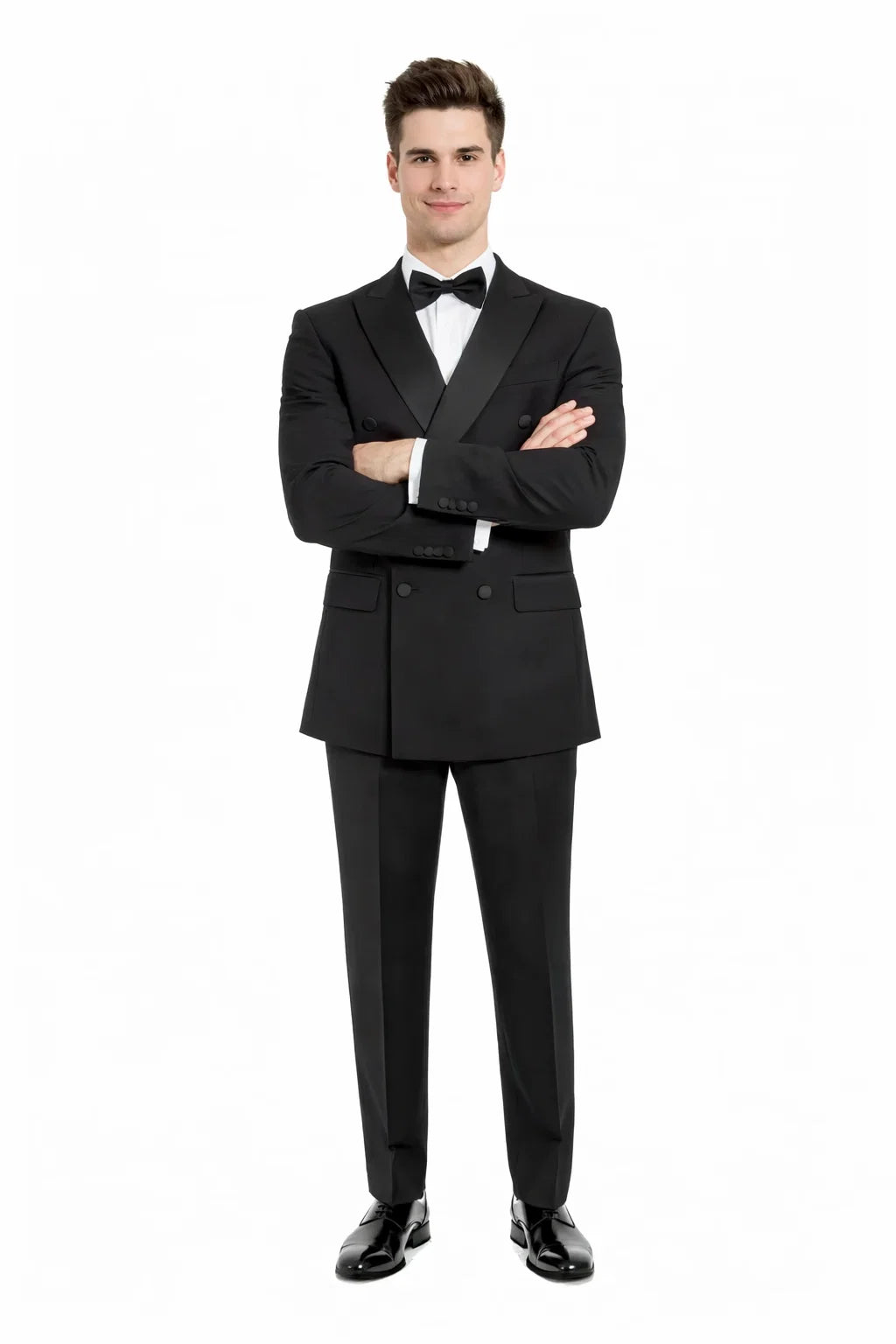 Mens Slim Fit Double Breasted Wool Tuxedo in Black - Mens Slim Fitted Tuxedo