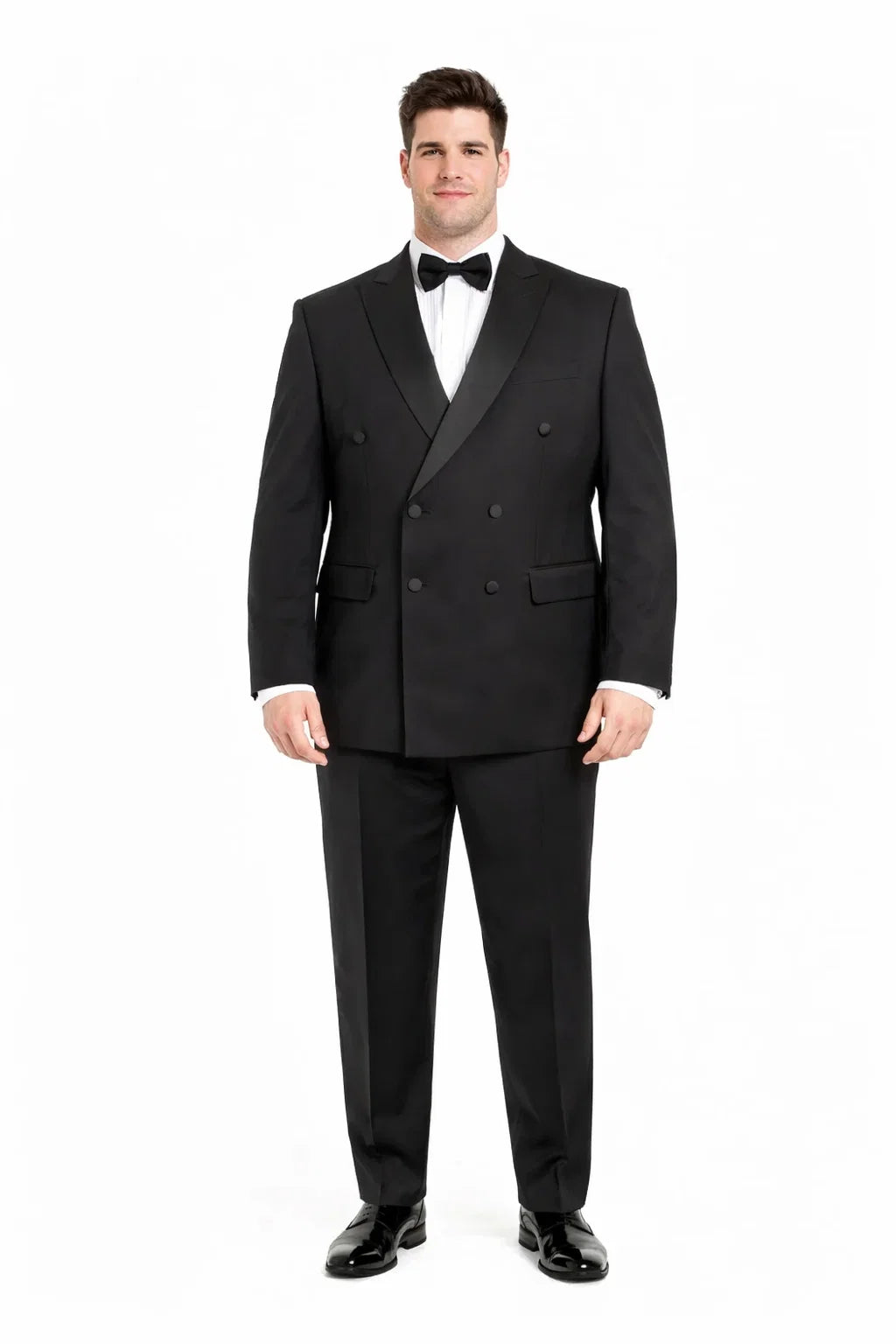 Mens Slim Fit Double Breasted Wool Tuxedo in Black - Mens Slim Fitted Tuxedo