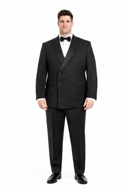 Mens Slim Fit Double Breasted Wool Tuxedo in Black - Mens Slim Fitted Tuxedo