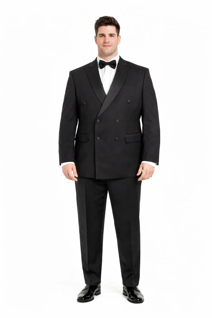 Mens Slim Fit Double Breasted Wool Tuxedo in Black - Mens Slim Fitted Tuxedo