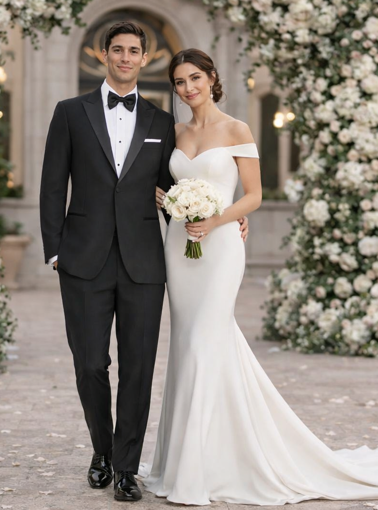 Mens Designer Slim Fit One Button Peak Tuxedo in Black - Mens Slim Fitted Tuxedo