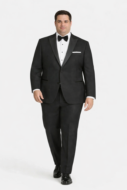 Mens Designer Slim Fit One Button Peak Tuxedo in Black - Mens Slim Fitted Tuxedo