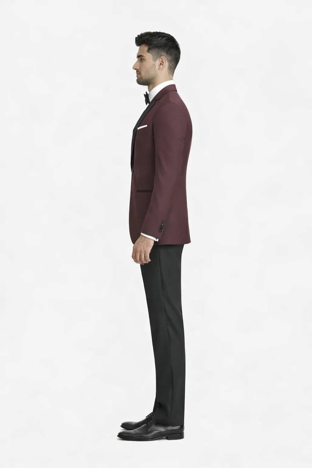Mens Slim Fit One Button Peak Tuxedo Burgundy
