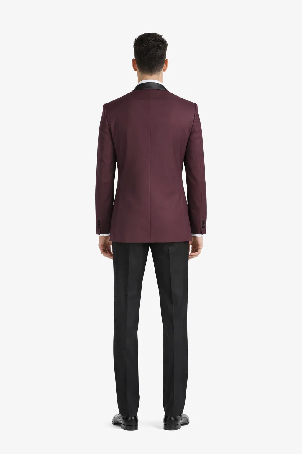 Mens Slim Fit One Button Peak Tuxedo Burgundy