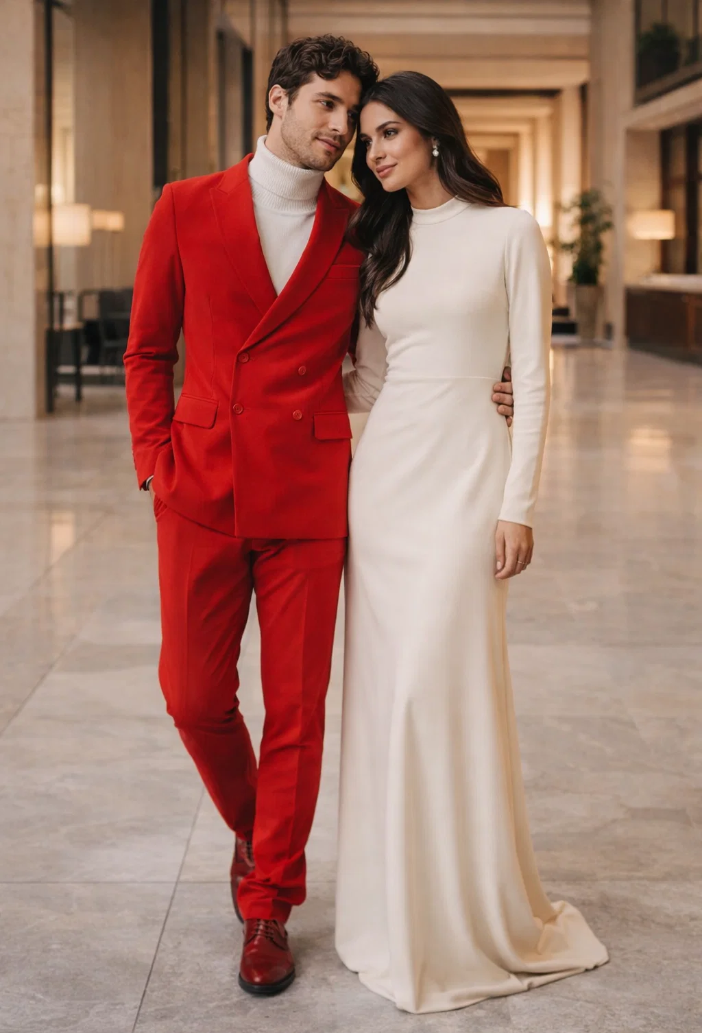 Men's Slim Fit Red Velvet Double Breasted Suits with Peak Lapel -  Formal Tuxedo Style