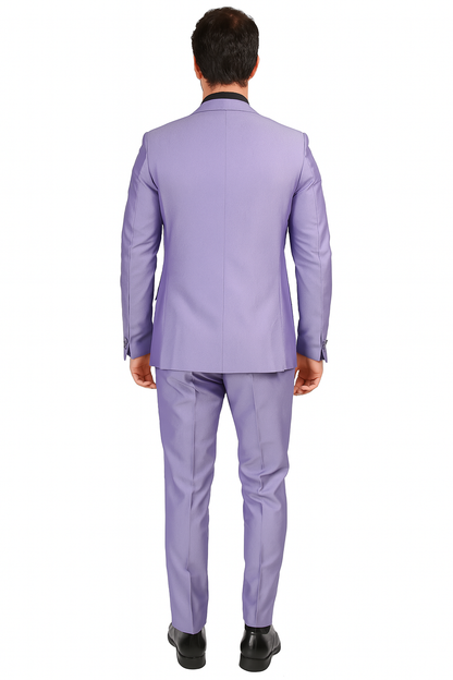 Mens Slim Fit Sharkskin Shawl Prom Tuxedo in Lavende
