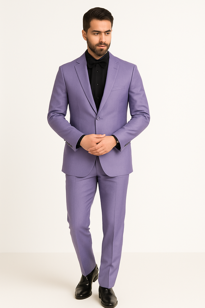 Mens Slim Fit Sharkskin Shawl Prom Tuxedo in Lavende