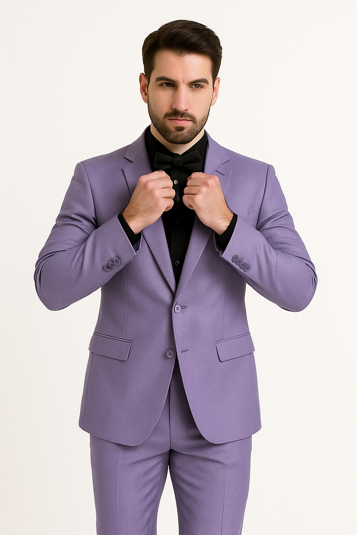 Mens Slim Fit Sharkskin Shawl Prom Tuxedo in Lavende