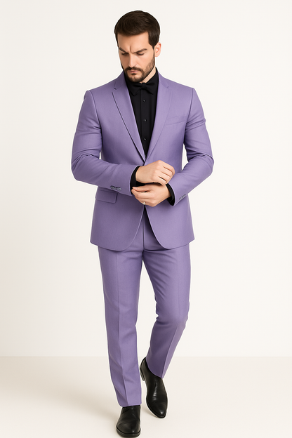 Mens Slim Fit Sharkskin Shawl Prom Tuxedo in Lavende