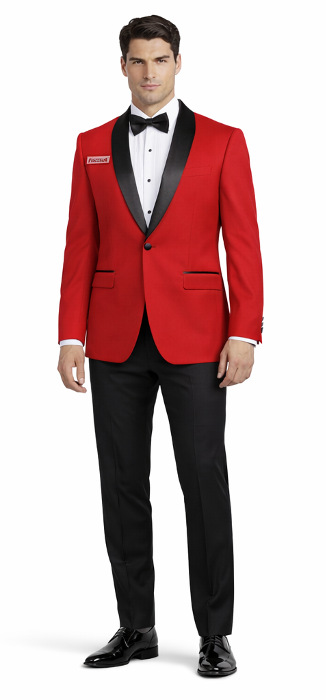Mens Slim Fit Shawl Prom Tuxedo in Red